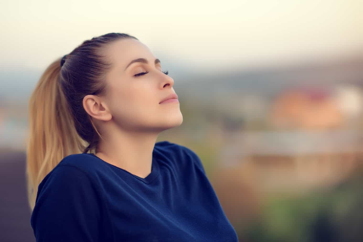 A woman looking relaxed and calm