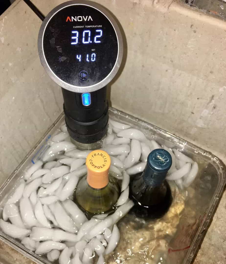 using a sous vide machine to chill wine.