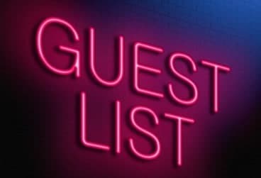 neon sign that says guest list