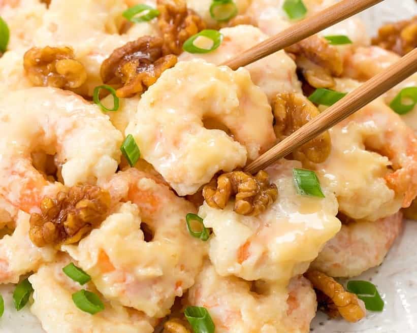 completed honey walnut shrimp recipe