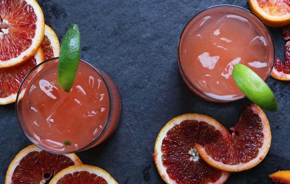 1942 Blood Orange Margarita Recipe featuring Don Julio Tequila, Blood Orange Juice, Lime Garnish.