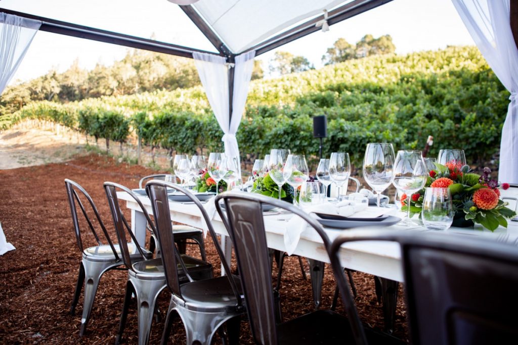 wine country private chef dining table outdoors