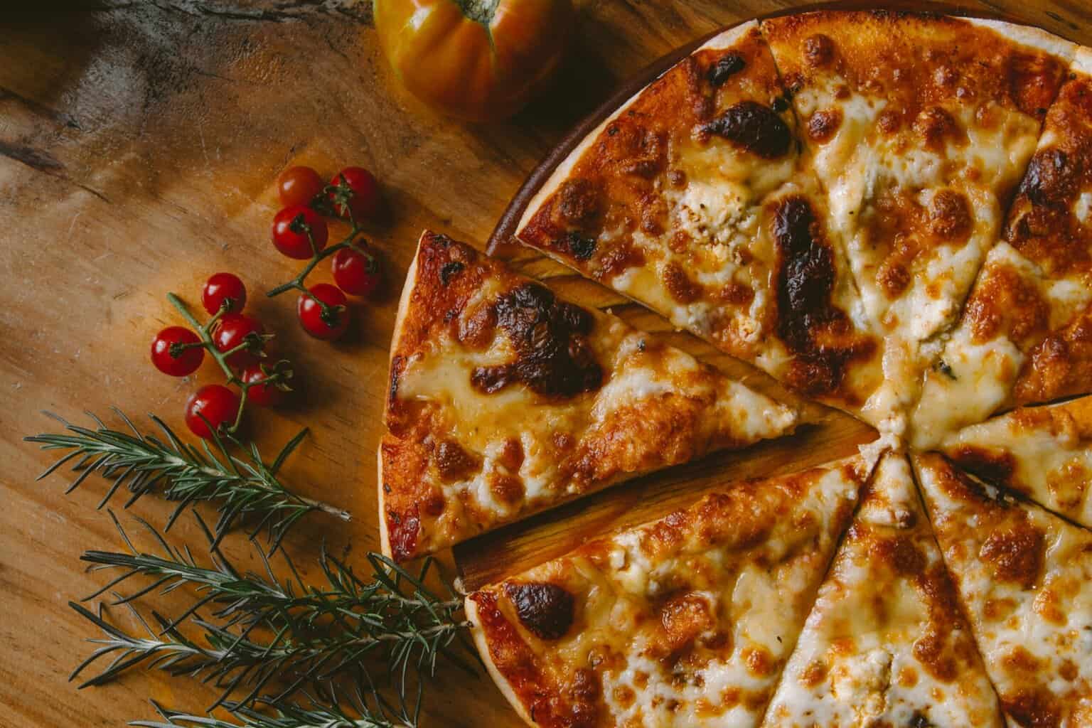 small group eating pizza